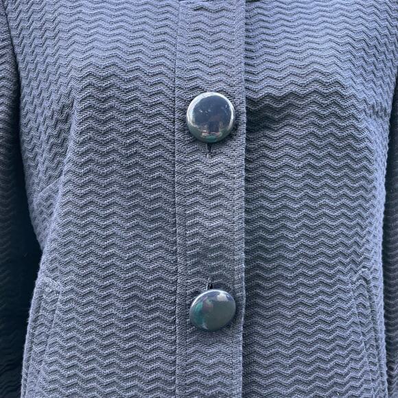 Ann Taylor Lt Jacket Navy Blue Textured 3 Button 3/4 Sleeve Pockets Cotton - Picture 2 of 8